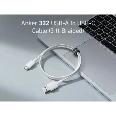 Anker 322 USB-A to USB-C Cable (3ft Braided) - White
